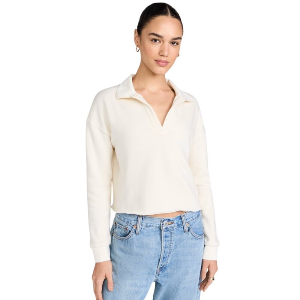 NWT LNA Nicks Pullover Top Shirt Womens XL Cream Ivory Long Sleeve Raw Hem NEW